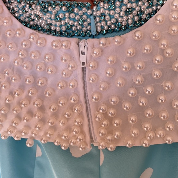 SHERRI HILL BLUE POLKADOT DRESS PEARL TOP - Picture 9 of 13